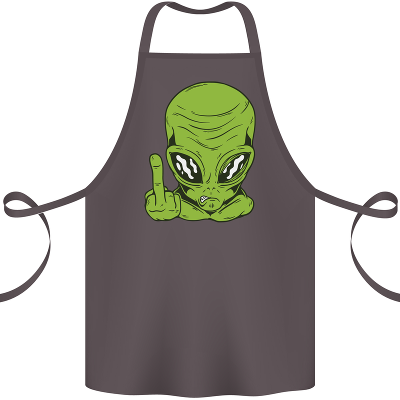 Angry Alien Finger Flip Funny Offensive Cotton Apron 100% Organic Dark Grey