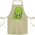 Angry Alien Finger Flip Funny Offensive Cotton Apron 100% Organic Khaki