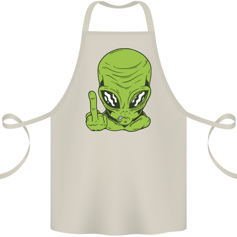 Angry Alien Finger Flip Funny Offensive Cotton Apron 100% Organic Natural