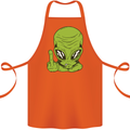 Angry Alien Finger Flip Funny Offensive Cotton Apron 100% Organic Orange