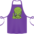 Angry Alien Finger Flip Funny Offensive Cotton Apron 100% Organic Purple