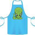 Angry Alien Finger Flip Funny Offensive Cotton Apron 100% Organic Turquoise
