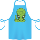 Angry Alien Finger Flip Funny Offensive Cotton Apron 100% Organic Turquoise
