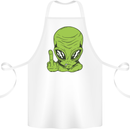 Angry Alien Finger Flip Funny Offensive Cotton Apron 100% Organic White