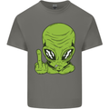 Angry Alien Finger Flip Funny Offensive Kids T-Shirt Childrens Charcoal