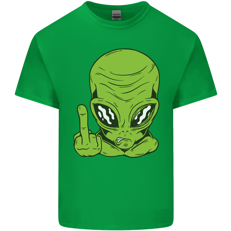 Angry Alien Finger Flip Funny Offensive Kids T-Shirt Childrens Irish Green