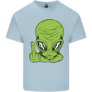 Angry Alien Finger Flip Funny Offensive Kids T-Shirt Childrens Light Blue