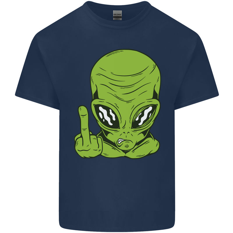Angry Alien Finger Flip Funny Offensive Kids T-Shirt Childrens Navy Blue