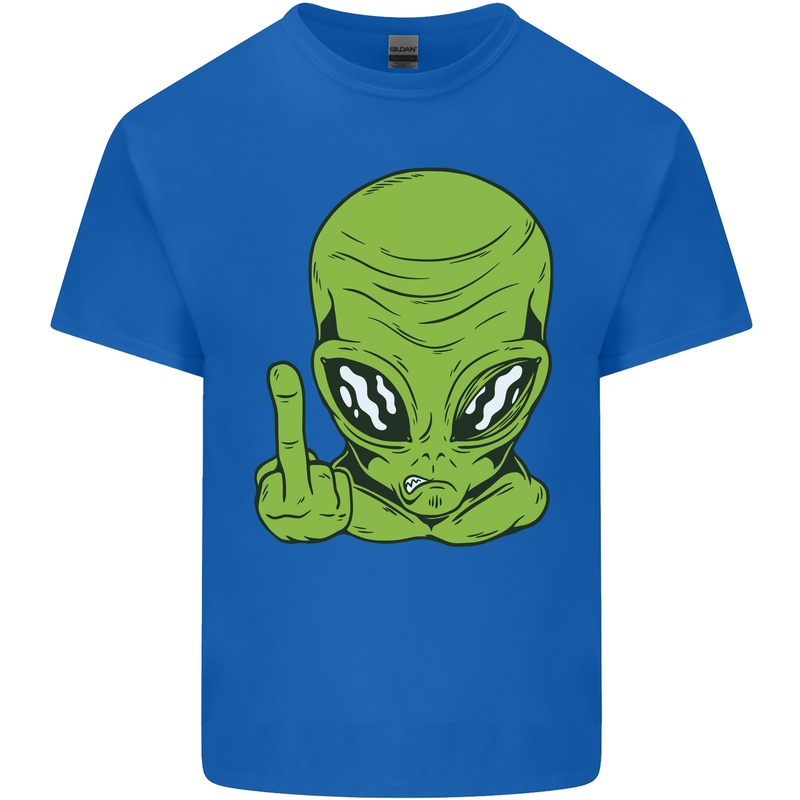 Angry Alien Finger Flip Funny Offensive Kids T-Shirt Childrens Royal Blue