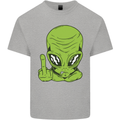 Angry Alien Finger Flip Funny Offensive Kids T-Shirt Childrens Sports Grey