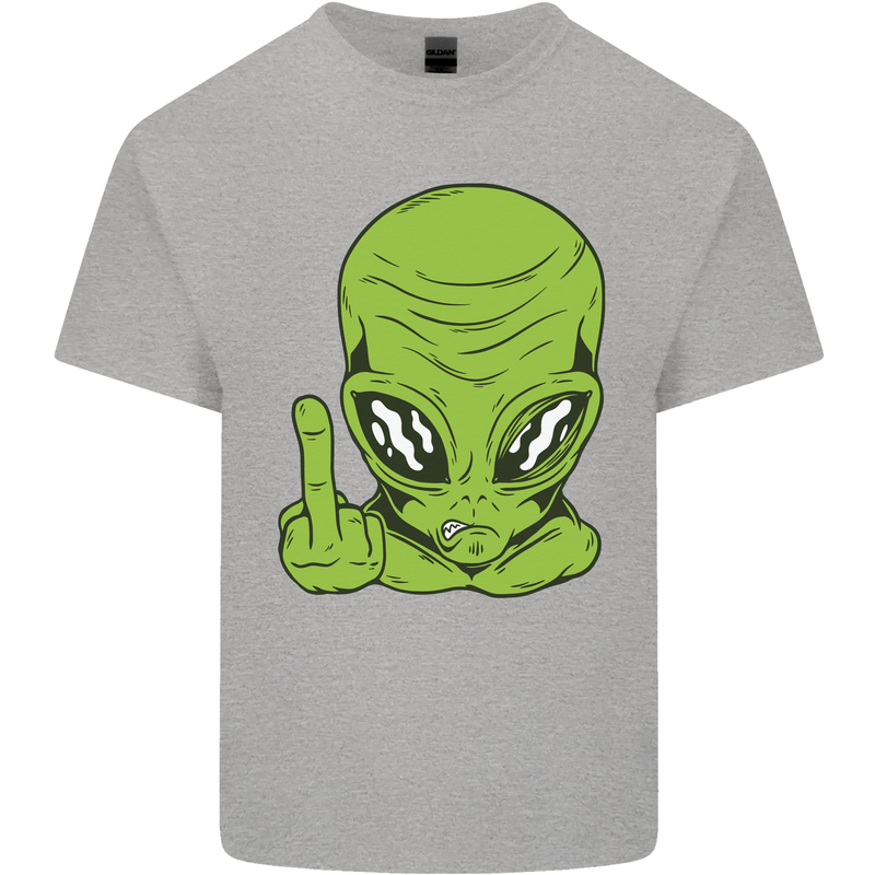 Angry Alien Finger Flip Funny Offensive Kids T-Shirt Childrens Sports Grey