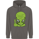 Angry Alien Finger Flip Funny Offensive Mens 80% Cotton Hoodie Charcoal