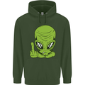 Angry Alien Finger Flip Funny Offensive Mens 80% Cotton Hoodie Forest Green