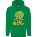 Angry Alien Finger Flip Funny Offensive Mens 80% Cotton Hoodie Irish Green