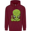 Angry Alien Finger Flip Funny Offensive Mens 80% Cotton Hoodie Maroon