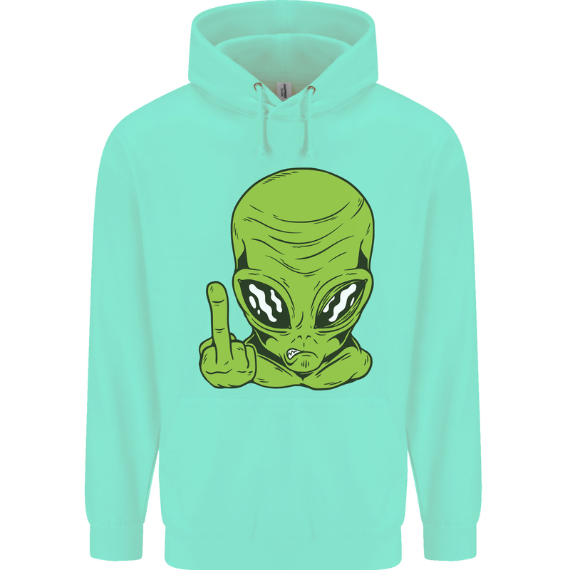 Angry Alien Finger Flip Funny Offensive Mens 80% Cotton Hoodie Peppermint