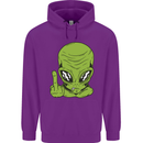 Angry Alien Finger Flip Funny Offensive Mens 80% Cotton Hoodie Purple