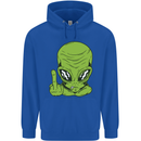 Angry Alien Finger Flip Funny Offensive Mens 80% Cotton Hoodie Royal Blue
