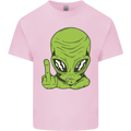 Angry Alien Finger Flip Funny Offensive Mens Cotton T-Shirt Tee Top Light Pink