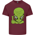Angry Alien Finger Flip Funny Offensive Mens Cotton T-Shirt Tee Top Maroon
