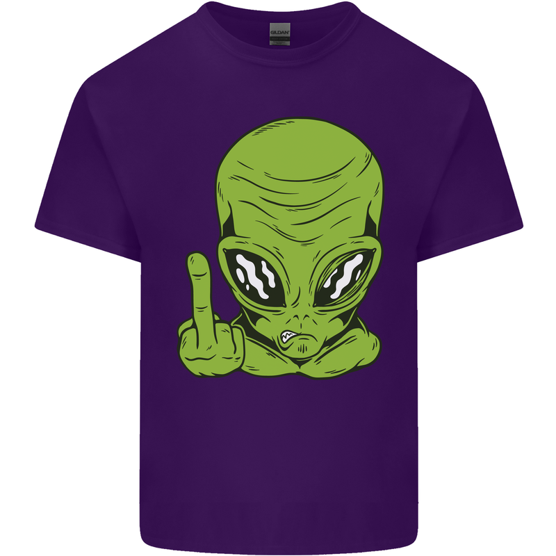 Angry Alien Finger Flip Funny Offensive Mens Cotton T-Shirt Tee Top Purple