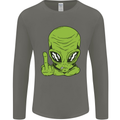 Angry Alien Finger Flip Funny Offensive Mens Long Sleeve T-Shirt Charcoal