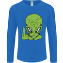 Angry Alien Finger Flip Funny Offensive Mens Long Sleeve T-Shirt Royal Blue