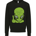 Angry Alien Finger Flip Funny Offensive Mens Sweatshirt Jumper Black