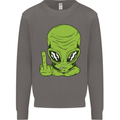 Angry Alien Finger Flip Funny Offensive Mens Sweatshirt Jumper Charcoal