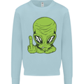 Angry Alien Finger Flip Funny Offensive Mens Sweatshirt Jumper Light Blue