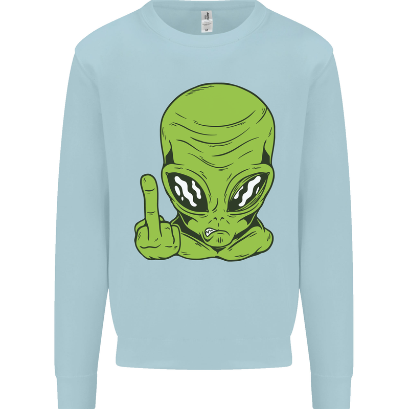 Angry Alien Finger Flip Funny Offensive Mens Sweatshirt Jumper Light Blue