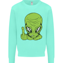 Angry Alien Finger Flip Funny Offensive Mens Sweatshirt Jumper Peppermint