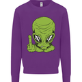 Angry Alien Finger Flip Funny Offensive Mens Sweatshirt Jumper Purple