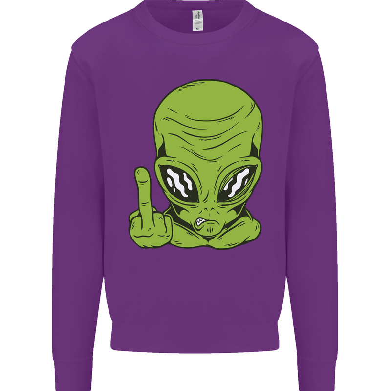 Angry Alien Finger Flip Funny Offensive Mens Sweatshirt Jumper Purple