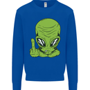 Angry Alien Finger Flip Funny Offensive Mens Sweatshirt Jumper Royal Blue