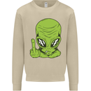Angry Alien Finger Flip Funny Offensive Mens Sweatshirt Jumper Sand
