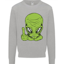 Angry Alien Finger Flip Funny Offensive Mens Sweatshirt Jumper Sports Grey