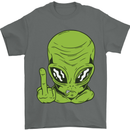 Angry Alien Finger Flip Funny Offensive Mens T-Shirt Cotton Gildan Charcoal