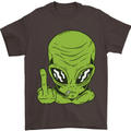 Angry Alien Finger Flip Funny Offensive Mens T-Shirt Cotton Gildan Dark Chocolate