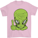 Angry Alien Finger Flip Funny Offensive Mens T-Shirt Cotton Gildan Light Pink