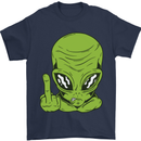 Angry Alien Finger Flip Funny Offensive Mens T-Shirt Cotton Gildan Navy Blue