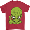 Angry Alien Finger Flip Funny Offensive Mens T-Shirt Cotton Gildan Red