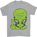Angry Alien Finger Flip Funny Offensive Mens T-Shirt Cotton Gildan Sports Grey