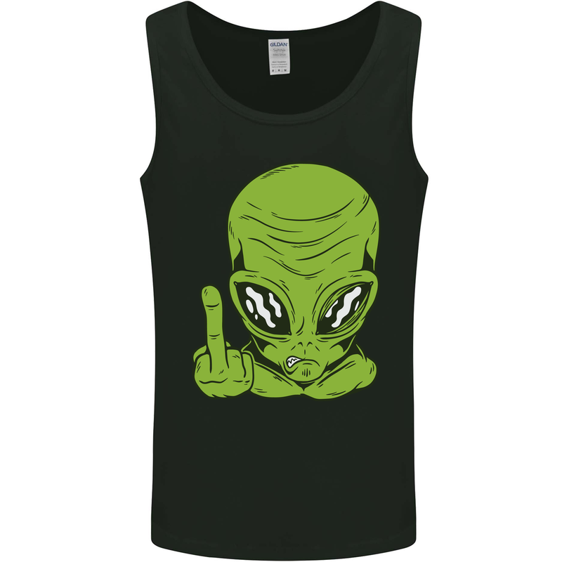 Angry Alien Finger Flip Funny Offensive Mens Vest Tank Top Black