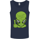 Angry Alien Finger Flip Funny Offensive Mens Vest Tank Top Navy Blue