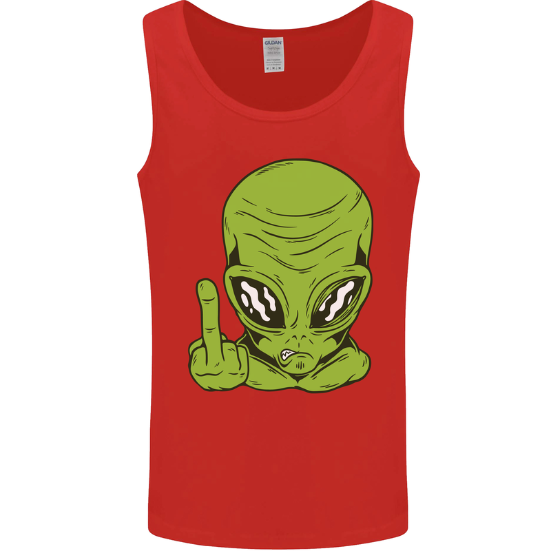 Angry Alien Finger Flip Funny Offensive Mens Vest Tank Top Red