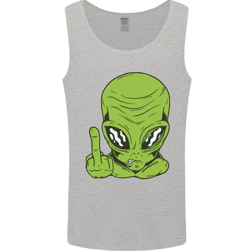 Angry Alien Finger Flip Funny Offensive Mens Vest Tank Top Sports Grey