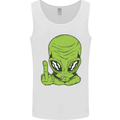 Angry Alien Finger Flip Funny Offensive Mens Vest Tank Top White
