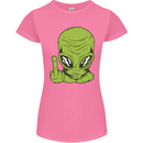 Angry Alien Finger Flip Funny Offensive Womens Petite Cut T-Shirt Azalea