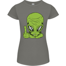 Angry Alien Finger Flip Funny Offensive Womens Petite Cut T-Shirt Charcoal